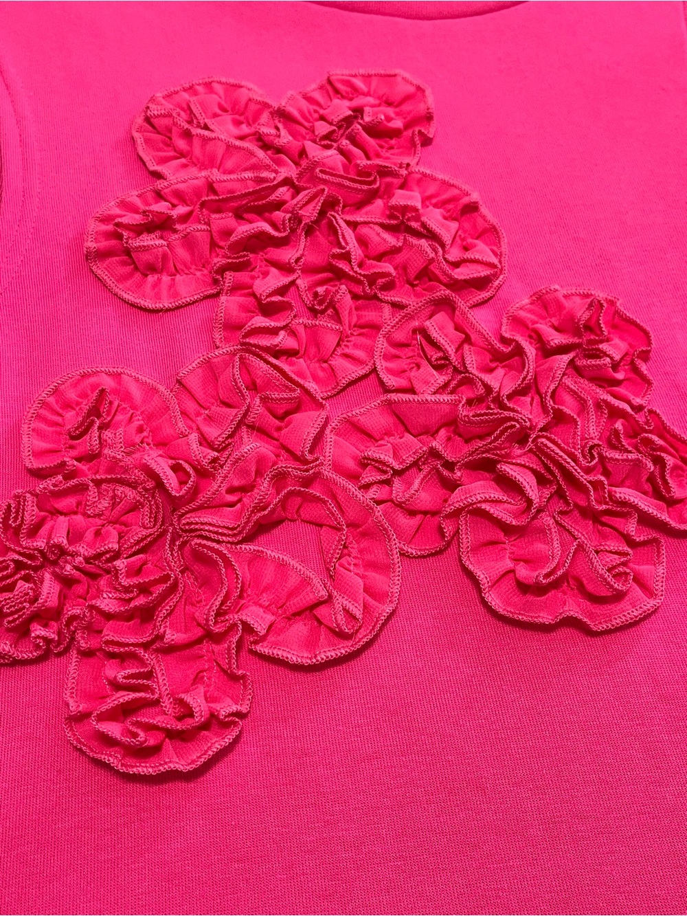 Gracia Hot Pink Rosette Asymmetrical Sleeveless Blouse Size M - Picture 4 of 10